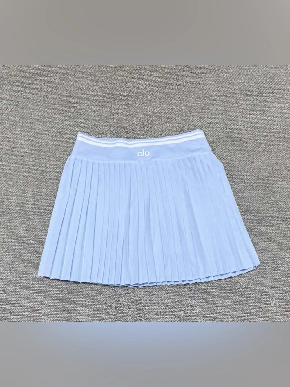 ALO Yoga Light Blue Tank Top and Pleated Skirt Set